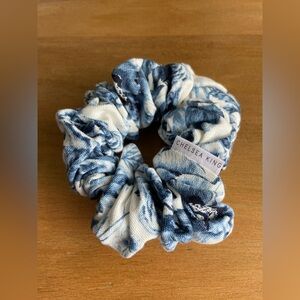 Chelsea King Blue and White Linen Scrunchie